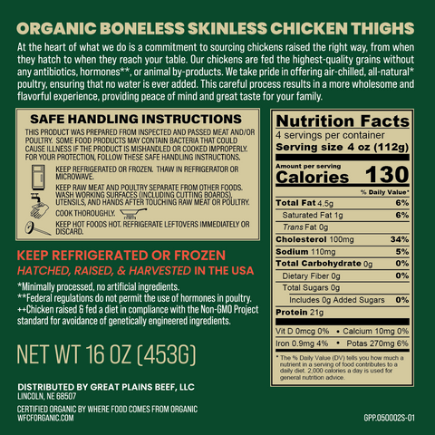 Organic Air-Chilled Boneless Skinless Thighs