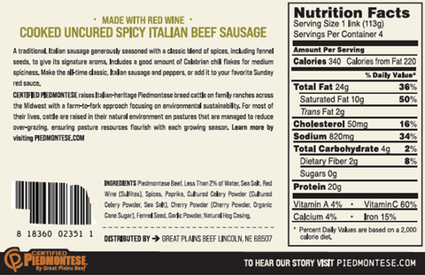 All Beef Italian Sausage