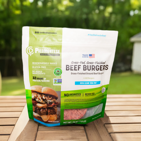 Grass Fed, Grass Finished Ground Beef Burgers
