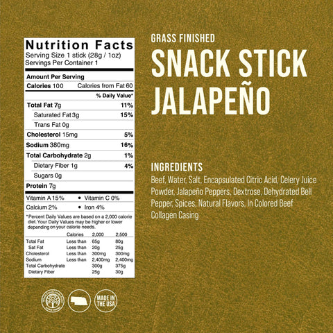All Natural Jalapeño Beef Snack Sticks