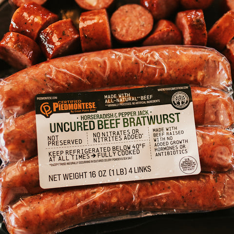 Horseradish and Pepperjack Cheese Beef Bratwurst