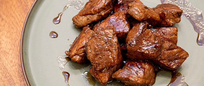 Honey Bourbon Steak Tips