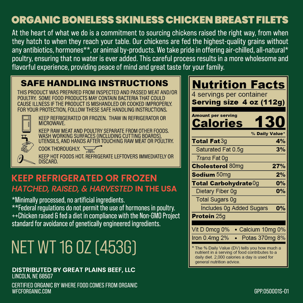 
                  
                    Organic Boneless Skinless Breast
                  
                