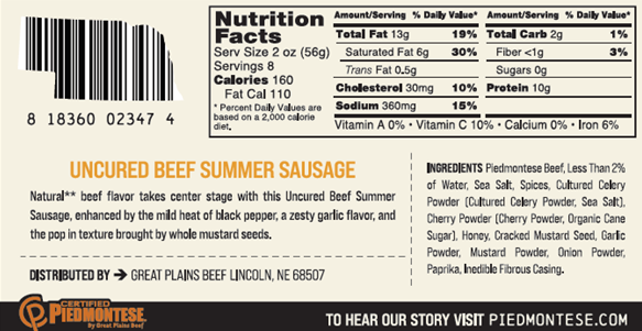 
                  
                    Beef Summer Sausage
                  
                